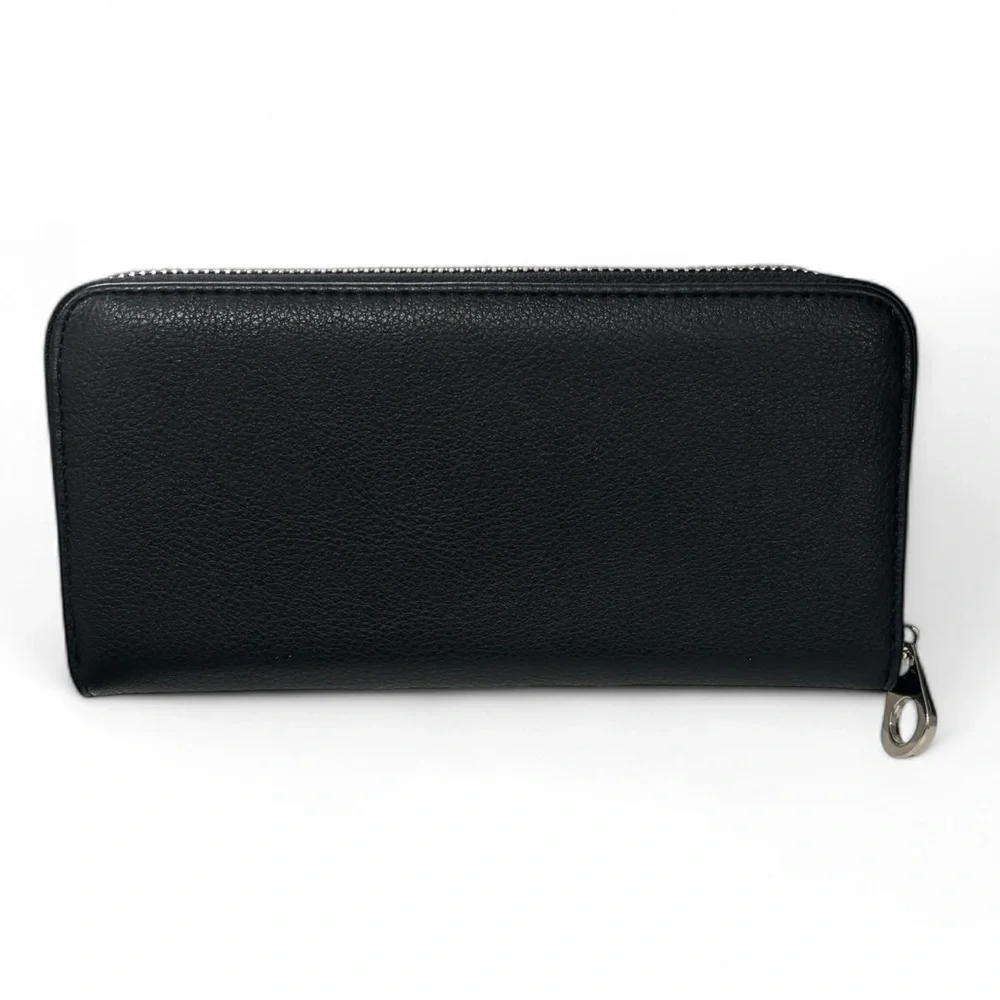Studded Black Wallet with Motorcycle Design